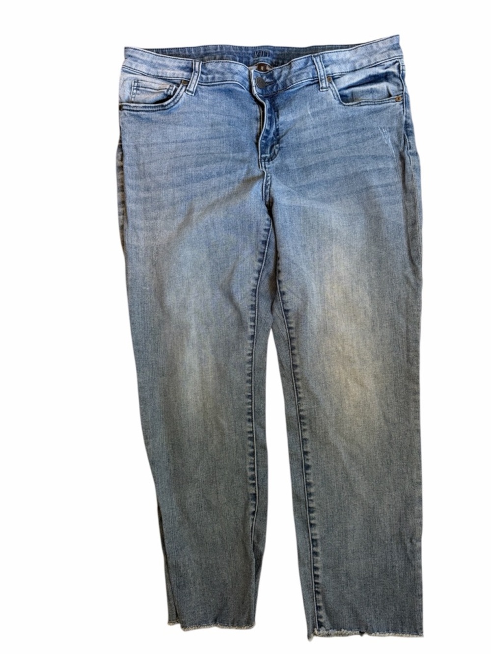 Kut from the Kloth Light Wash Cropped Jeans. Unfinished Hem Size 14